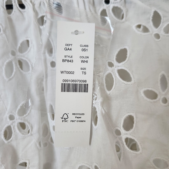 NWT J. Crew | Ruffleneck Drop Waist Eyelet 100% Cotton Mini Dress - Size S Tall - Picture 15 of 15